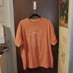 Columbia Orange Unisex Fishing Graphic Tee T-Shirt XL